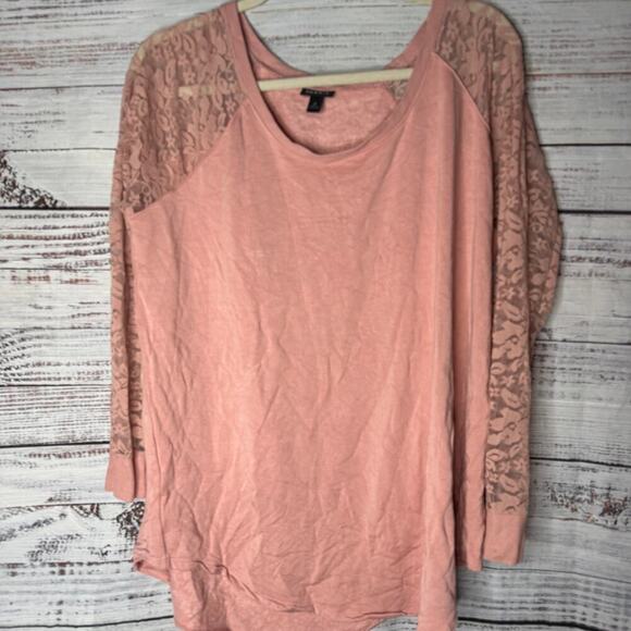Torrid Pink Lace Long Sleeve Tunic Top Oversized XL - Picture 1 of 4